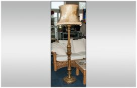 Carved Gilt wood Standard Lamp, with a Baluster Carved Central Support, with Spiraling Colours.