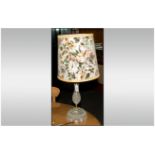 Vintage Table Lamp with glass base and floral lamp shade. 24 inches high.
