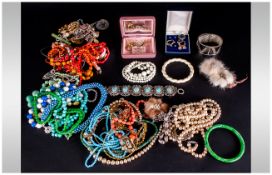 Collection of Costume Jewellery comprising beads, necklaces, earrings, brooches etc