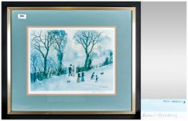 Helen Bradley Signed Limited Edition Print, Titled ' Going Home Through The Snow ' Signed To The