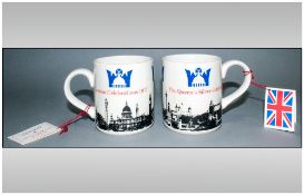 William Adams Pair Of Silver Jubilee Mugs