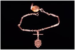 Edwardian 9ct Rose Gold Sovereign Case, Attached to a Good Quality 9ct Rose Gold Albert Chain with