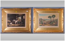 Pair of Proof Signed Coloured Prints, one after G.Morland depicting a barn interior with figures and