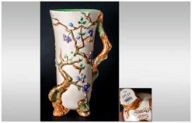 Clarice Cliff Hand Painted Vase ' Indian Cherry Tree Design ' c.1936-1938, with Brown Printed