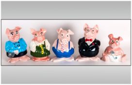 Wade 1980's Nat West - Complete Set of Five Piggy Banks. All Pieces are In Mint Condition.