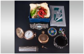 Mixed Lot Comprising Costume Jewellery, 2 Pocket Watches, Africa 1948 Cigarette Case etc