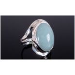 Russian Amazonite Hand Made Ring, a 15ct oval cabochon of aqua blue Russian amazonite set in a