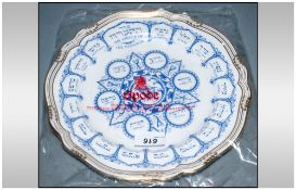 Spode Bone China Acid Gold Border Passover Plate, 'Order Of The Service' top quality and rare.