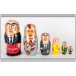 Set Of Six Russian Babushka Dolls The Largest In The Form Of Gorbachev. circa 1990's