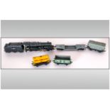 Hornby 00 Gauge Engine And Tender Together With Four Pieces Of Rolling Stock.