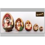 Set Of Five Russian Babushka Dolls The Largest In The Form Of Madonna & Child. circa 1960's style