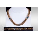 A High Quality Fashion and Vintage Gold Tone and Paste Necklace and Bracelet. c.