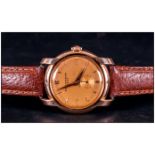 Gents 18ct Pink Gold Baume & Mercier Wristwatch Gilt Dial, Baton Numerals And Hands, Subsidiary