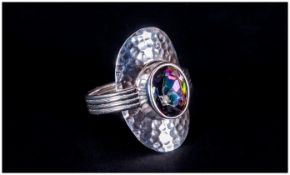 Northern Lights Mystic Topaz Ring, bezel set 2.5ct topaz, with an exotic mix of purple and green