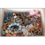 Box of Assorted Costume Jewellery comprising beads, brooches, necklaces and earrings.