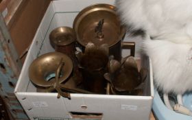 Box of Brass ware Including Shell Case Items.