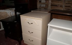 Pair of Cream 3 Drawer Bedside Units.