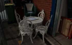 White Garden Table and 4 Chairs.