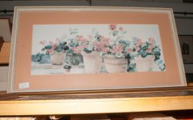 White Framed Picture of Flower Pots ( Signed by Dawn Darton )