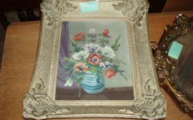 Framed Picture of Vase Full of Flowers.