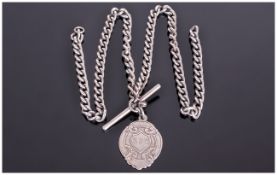 Antique Silver Double Albert With Attached Medal hallmarked. 32 grams, 18'' in length.