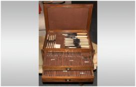 Mottershaw & Rowe Good Quality Boxed ( 92 ) Piece Canteen / Cabinet of Cutlery. c.1940's. Good