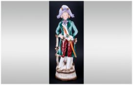 French Very Fine Handpainted Bisque Figures, Circa 1891-1950, Young Dandy With Walking Sticks,