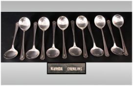 Japanese Good Quality K.Uyeda Sterling Silver Set Of 12 Desert Spoons Each spoon 6.75'' in length.