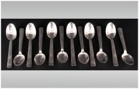 Christofle French Antique High Quality Set Of 12 Silver Plated Tea Spoons, Marked 84g.