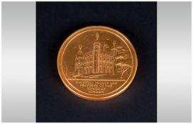 Royal Mint H.M Tower of London, Gold on Large Bronze Medallion. Boxed. Excellent Condition.