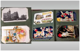 Vintage Post Card Album Containing 102 Cards, Various Subjects, Includes Early Comic Cards.