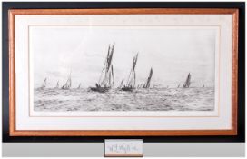 William Lionel Wyllie 1851-1931, Signed Black & White Etching Titled 'Ryde Fishing Boats' Date 1927.