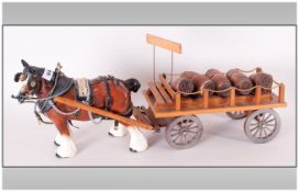 Pottery Shire Horse & Cart,
