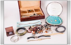 A Collection Of Costume Jewellery Comprising Wrist Watches, Beads, Bracelets, Earrings, Odd