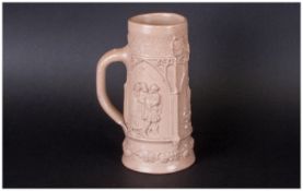 German Stone Ware Stein with Masonic Influences, centred by a scene of Wartburg Castle, with