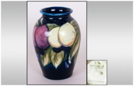 Moorcroft Small Vase ' Plums ' Design. c.1930's. Excellent Condition. 3.5 Inches High.