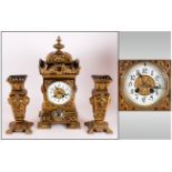 French 19th Century Fine And Ornate Brass Clock Garniture Set Circa 1880 which features Brocot