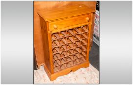 Standing Pine Wine Rack with Top Drawer. Ideal Size For A Kitchen. 23 Inches Wide, 11 Inches