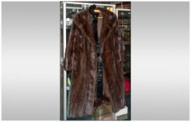 Ladies Full Length Ranch Mink Coat, fully lined, collar with revers, slit pockets, hook & loop