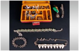 Box of Miscellaneous Costume Jewellery comprising rings, bracelets, charms, cufflinks, odd silver