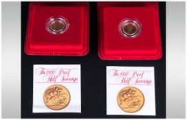 Royal Mint - 22ct Gold 1980 Proof Half Sovereigns ( 2 ) In Total. Comes Complete With Leather Box