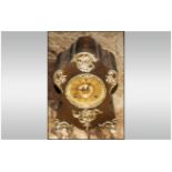 American Ansonia Clock Co Metal Mantle Clock made in the French style, the shaped case in wood