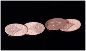 An Early 20th Century Pair Of 9ct Gold Cufflinks. Marked 9ct. 5 grams, Boxed.