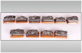 Collection Of 10 Royal Hampshire ''Fine Art Sculpture'' Tanks - Including Churchill, Patton,