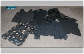 Collection Of Various Ladies Black Tops & Blouses.