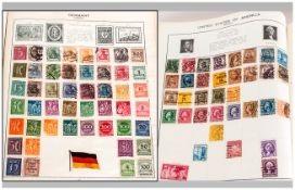 Green Triumph Stamp Album with many older world stamps, bound to be finds.