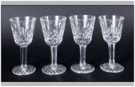 Waterford Fine Cut Crystal Set Of Four Liqueur Glasses 'Lismore' Pattern Waterford marks to base.