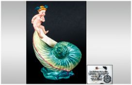 Mintons Ltd Edition and Numbered Porcelain Figure on a Shell, Les Enfants De La Mer Titled ' L'
