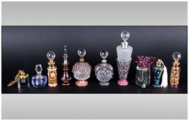 A Good Collection Of Assorted Stone Set Crystal Ladies Perfume Bottles, 10 in total, all pieces