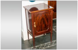 Edwardian Mahogany Bedside Cabinet, Having a Single Shaped Panel Door Supported on Round Tapering